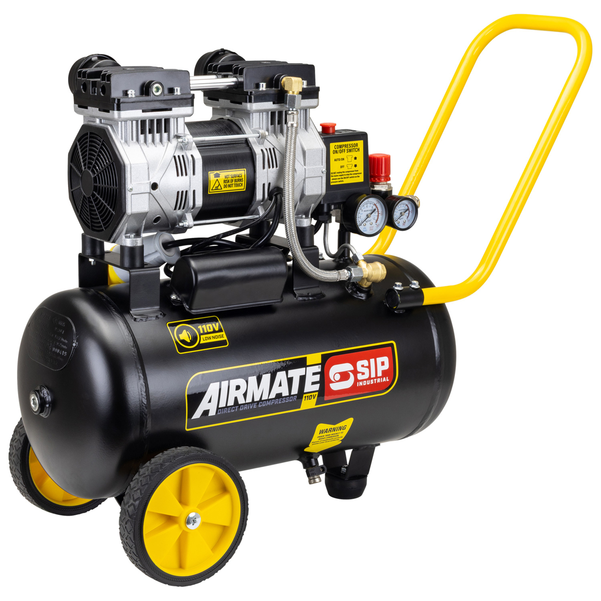 SIP AIRMATE® 110V 24L 2hp Low Noise Oil-Free Direct Drive Compressor